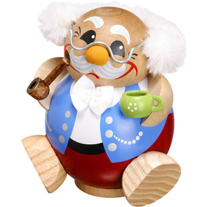 Seiffener Volkskunst Pensioner 3.9" Ball-Shaped Incense Smoker