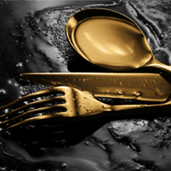 Load image into Gallery viewer, Mepra Salad Servers (Fork And Spoon) Linea Ice Oro
