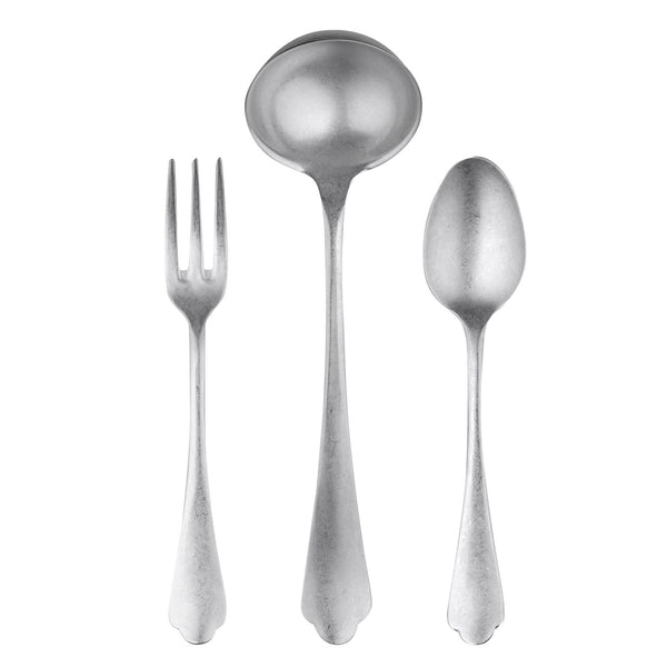 Load image into Gallery viewer, Mepra 3 Pcs Serving Set (Fork Spoon And Ladle) Dolce Vita Pewter
