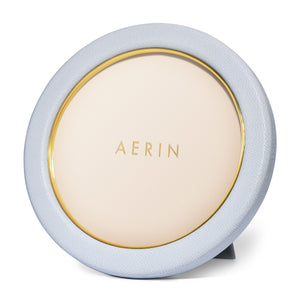 AERIN Piero Leather Round Frame - Blue Haze