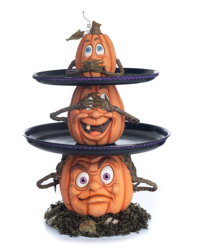 Katherine's Collection Three Wise Pumpkins Tiered Tray