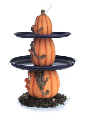 Katherine's Collection Three Wise Pumpkins Tiered Tray