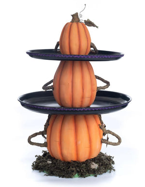 Katherine's Collection Three Wise Pumpkins Tiered Tray