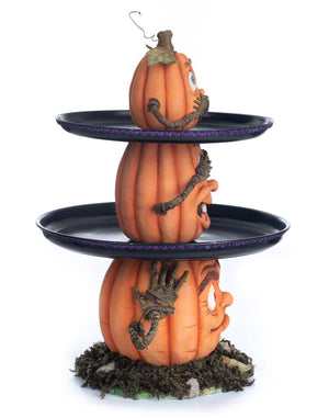 Katherine's Collection Three Wise Pumpkins Tiered Tray