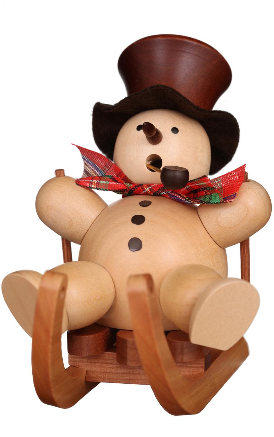 Christian Ulbricht Incense Burner - Smoker - Snowman with Sled (Natural)