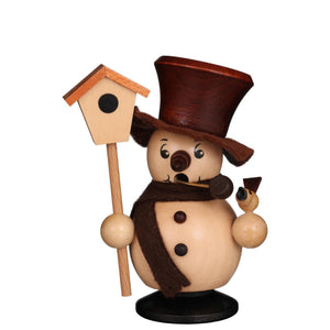 Christian Ulbricht Incense Burner - Smoker - Snowman with Birdhouse (Natural) - 4"H