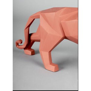 Lladro Panther Figurine - Coral Matte