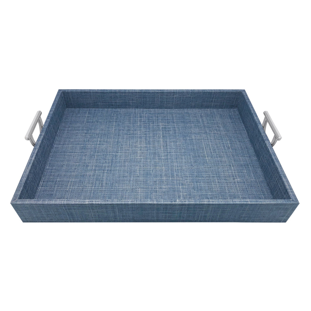 Mariposa Heather Blue Tray with Metal Handles