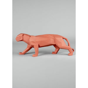 Lladro Panther Figurine - Coral Matte