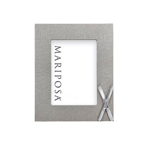 Mariposa Gray Linen with Crossed Skis 5x7 Frame