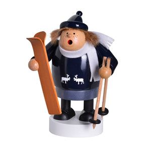 KWO Skier, Blue 7.9" Incense Smoker