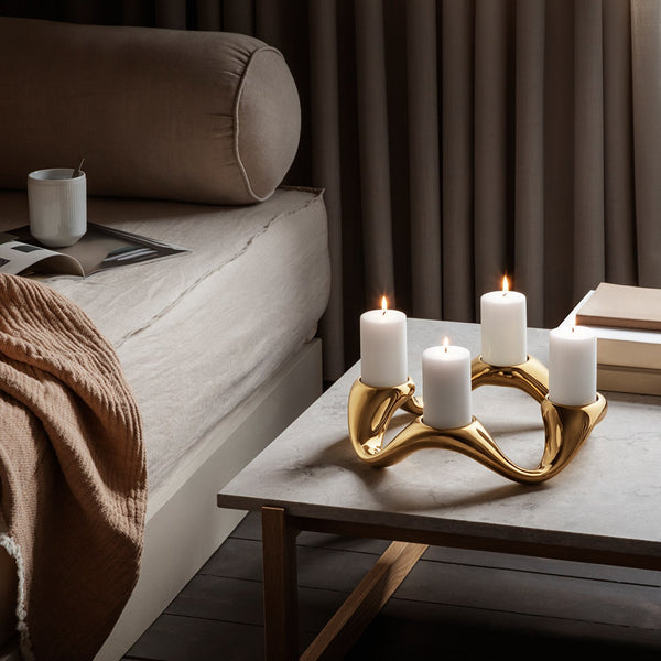 Load image into Gallery viewer, Georg Jensen Cobra 4 Pillar Candleholder, Gold PVD
