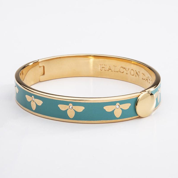 Load image into Gallery viewer, Halcyon Days &quot;Bee Turquoise &amp; Gold&quot; Bangle
