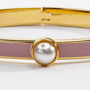 Halcyon Days "Skinny Cabochon Pearl Pink & Gold" Bangle