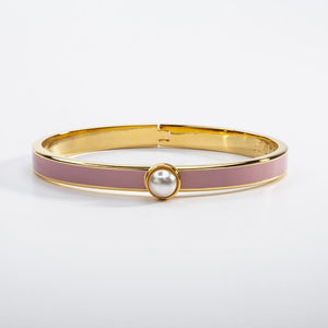 Halcyon Days "Skinny Cabochon Pearl Pink & Gold" Bangle