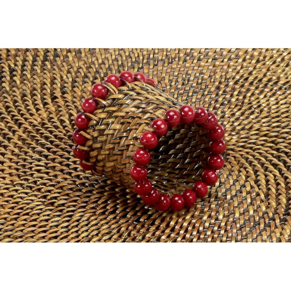 Calaisio Red Napkin Ring with Beads - Set of 4