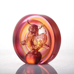 Liuli LIULI Year of the Ox Meaning Crystal Paperweight The Joyful Spirit of the Ox