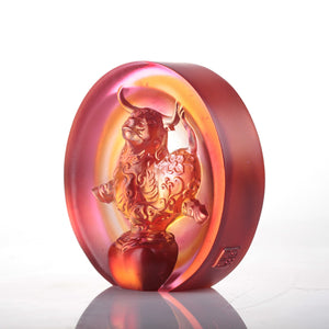 Liuli LIULI Year of the Ox Meaning Crystal Paperweight The Joyful Spirit of the Ox