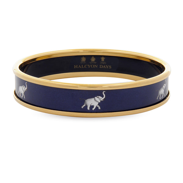 Load image into Gallery viewer, Halcyon Days &quot;Grey Elephant on Navy&quot; Bangle
