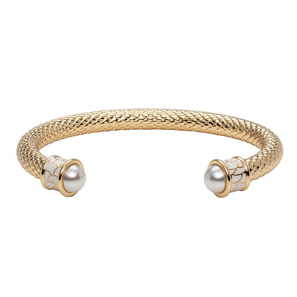 Load image into Gallery viewer, Halcyon Days &quot;Salamander Torque Pearl &amp; Gold&quot; Bangle
