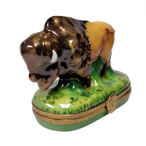 Rochard "Standing Buffalo with Removable Cowboy Hat" Limoges Box