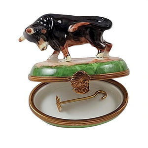 Rochard "Bull with Branding Iron" Limoges Box