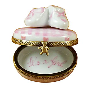 Rochard "Pink It's A Girl with Shoes" Limoges Box