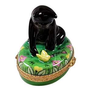 Rochard "Black Cat with Butterfly" Limoges Box