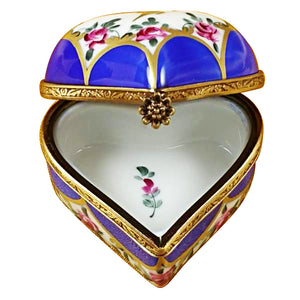 Rochard "Blue Heart with Flowers" Limoges Box