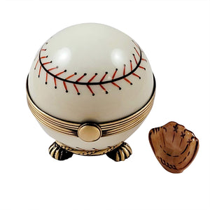 Rochard "Baseball on Stand with a Removable Baseball Glove.." Limoges Box