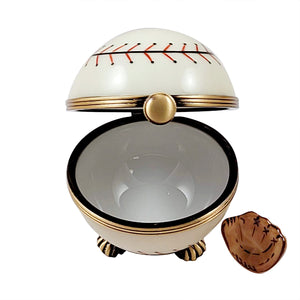 Rochard "Baseball on Stand with a Removable Baseball Glove.." Limoges Box