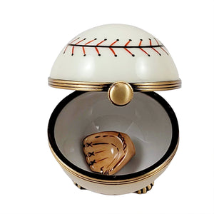 Rochard "Baseball on Stand with a Removable Baseball Glove.." Limoges Box