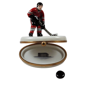 Rochard "Hockey Player with Removable Puck" Limoges Box