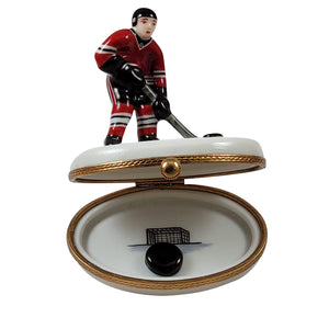 Rochard "Hockey Player with Removable Puck" Limoges Box