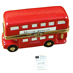 Rochard "London Double Decker Bus with Removable Ticket" Limoges Box