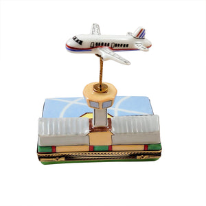 Rochard "Airport with Flying Plane" Limoges Box