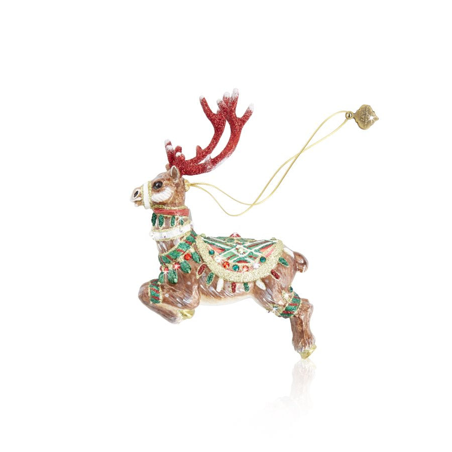 Jay Strongwater Comet Reindeer Glass Ornament