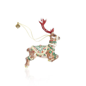 Jay Strongwater Comet Reindeer Glass Ornament