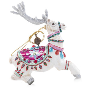 Jay Strongwater Cupid Reindeer Glass Ornament