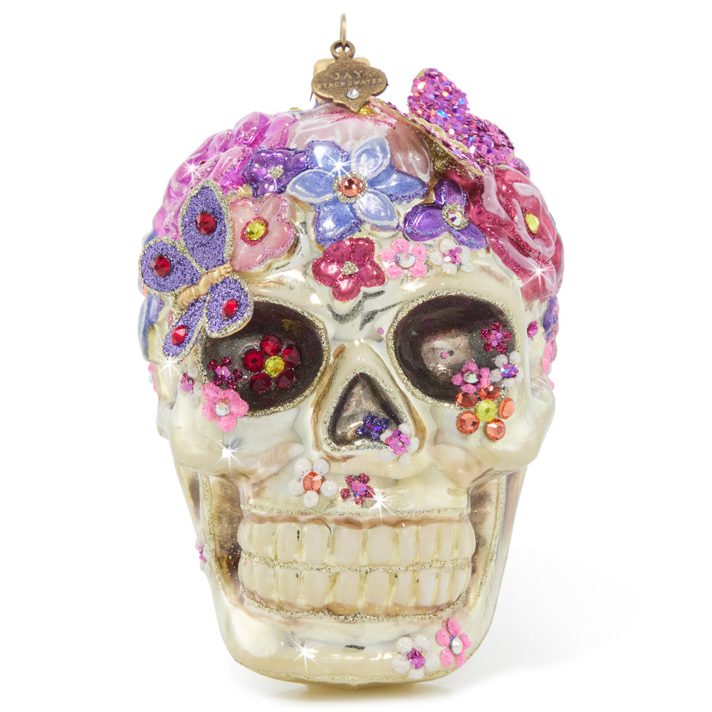 Jay Strongwater Floral Skull Ornament