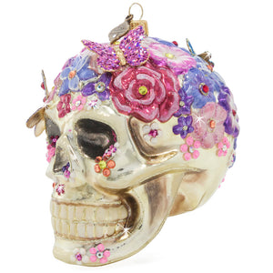 Jay Strongwater Floral Skull Ornament