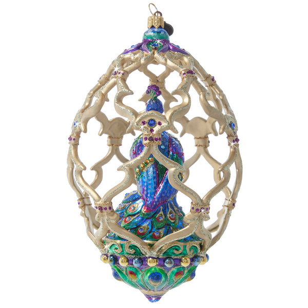 Load image into Gallery viewer, Jay Strongwater Peacock Egg Ornament
