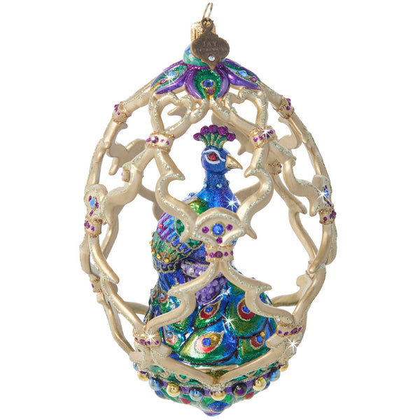 Load image into Gallery viewer, Jay Strongwater Peacock Egg Ornament
