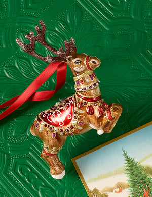 Jay Strongwater Dancer Reindeer Glass Ornament