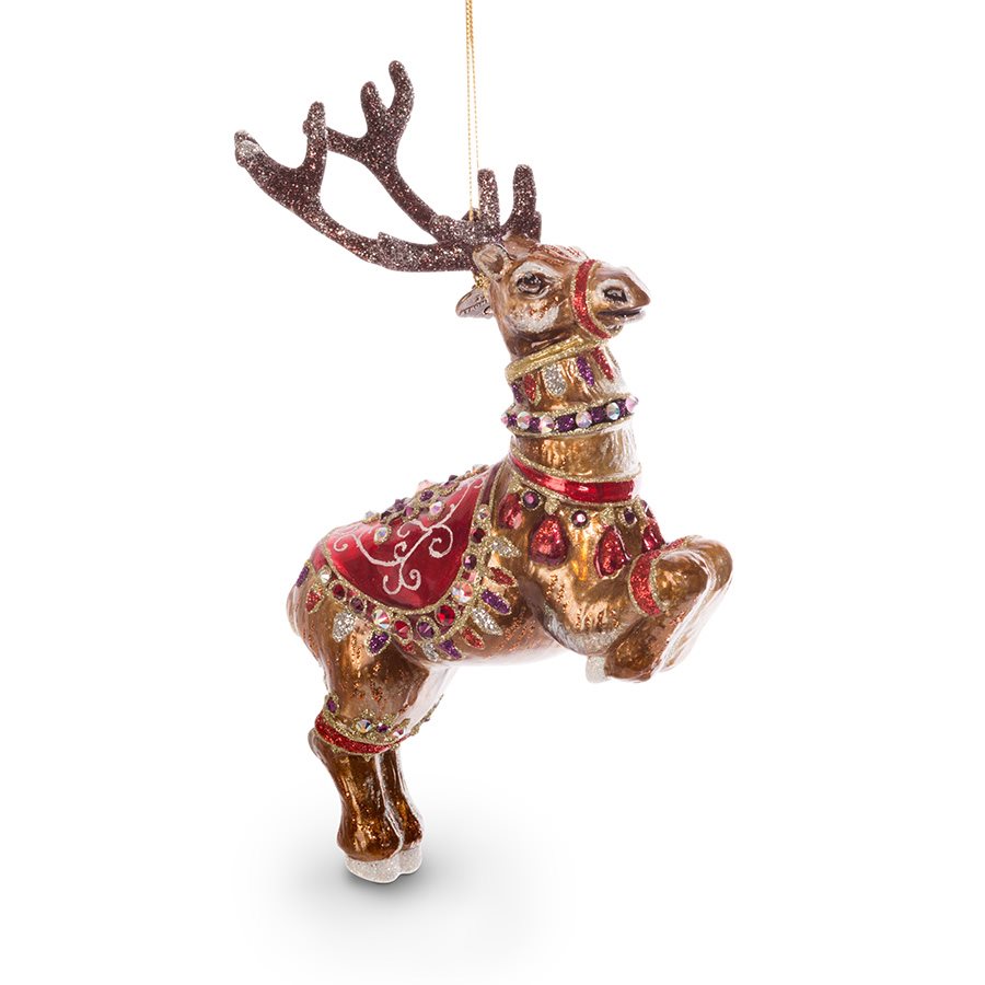 Jay Strongwater Dancer Reindeer Glass Ornament