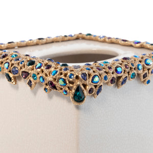 Jay Strongwater Emerson Bejeweled Tissue Box - Peacock