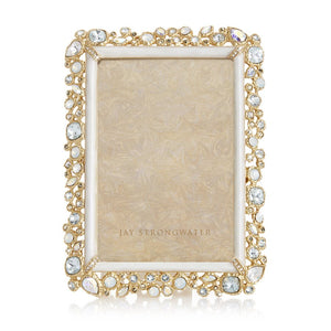 Jay Strongwater Emery Bejeweled 4" x 6" Frame - White Opal