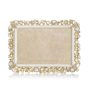 Jay Strongwater Emery Bejeweled 4" x 6" Frame - White Opal