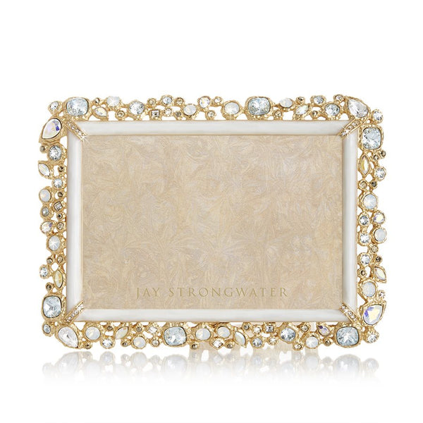 Load image into Gallery viewer, Jay Strongwater Emery Bejeweled 4&quot; x 6&quot; Frame - White Opal
