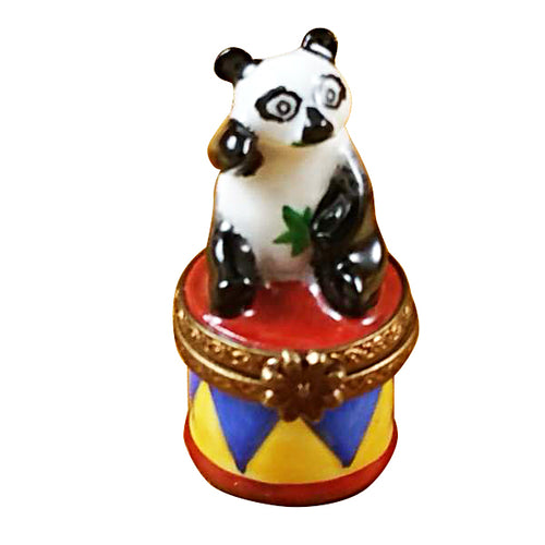 Small Panda on Round Base Limoges Box